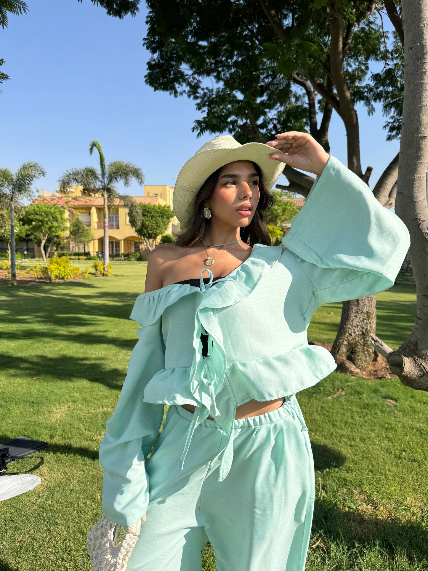 TEAL RUFFLED TOP