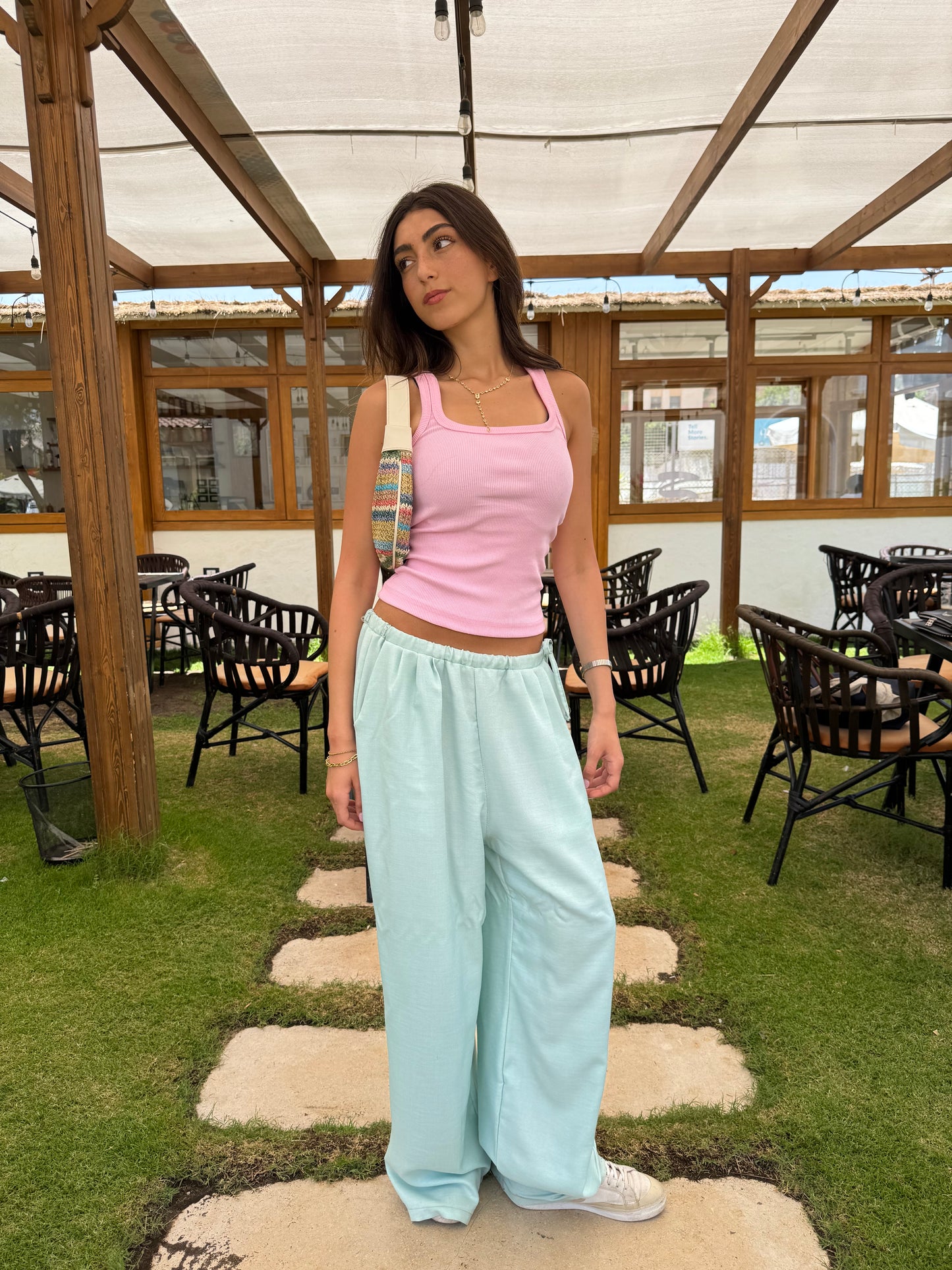 TEAL BOWED PANTS