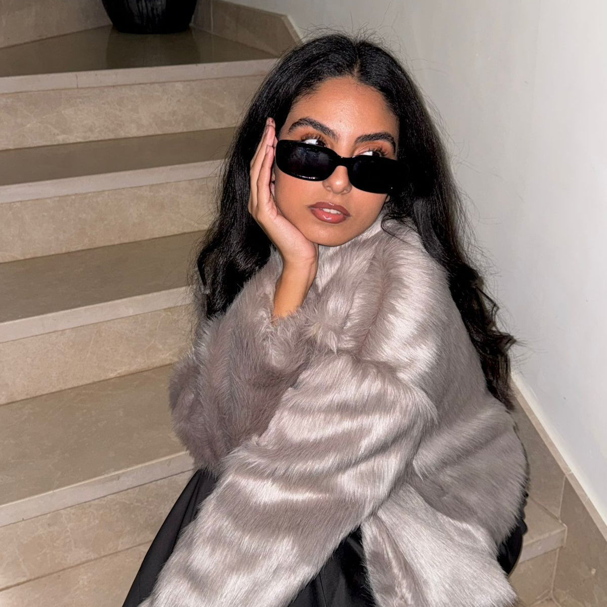 MARQUISE GREY FUR JACKET