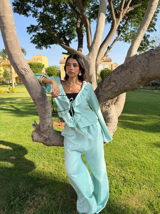 TEAL BOWED PANTS
