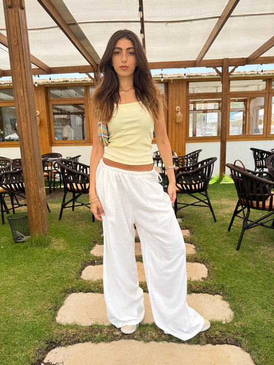 WHITE BOWED PANTS
